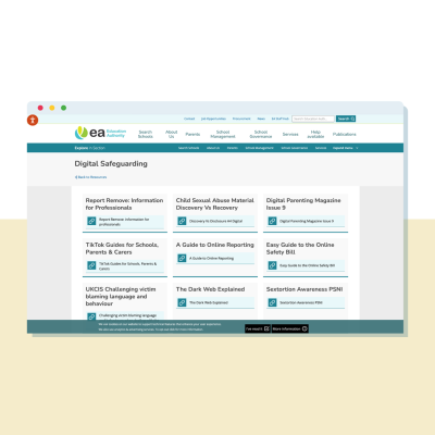 webpage_Safeguarding Resources featured on the Education Authority NI Website